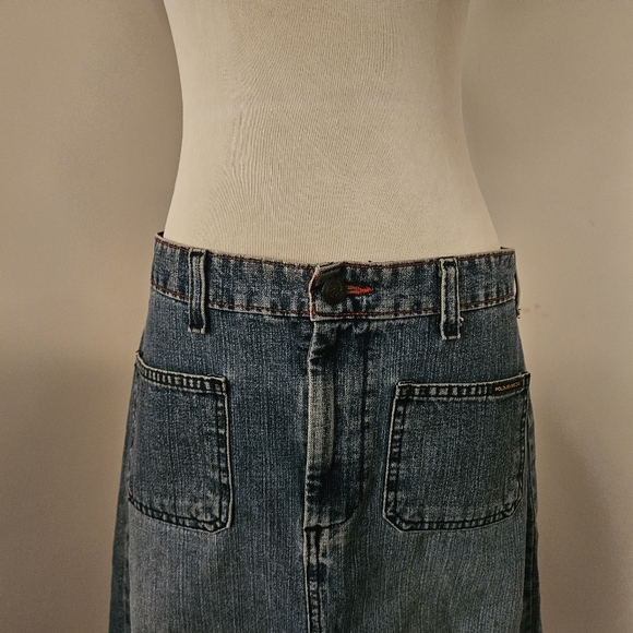 Polo Jeans Co~ Patch Pocket  Knee Skirt~ Vintage ~ Size 6~Red Stiching - Picture 3 of 15